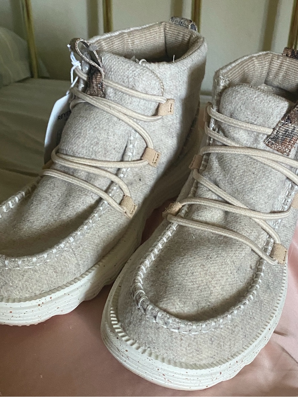 Hey Dude Women's Tan Wool-Blend Moccasin Sneakers